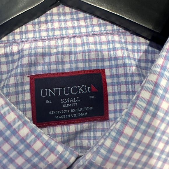 UNTUCKit Wrinkle-Free Performance Blue/pink Microcheck - Picture 3 of 5